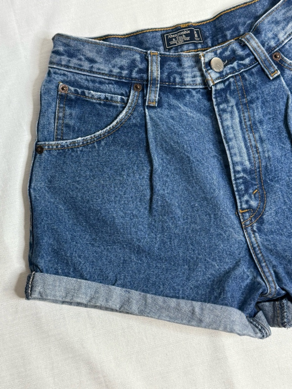 Abercrombie & Fitch Anne High Rise Denim Shorts Women’s Sz:00 - Picture 2 of 8